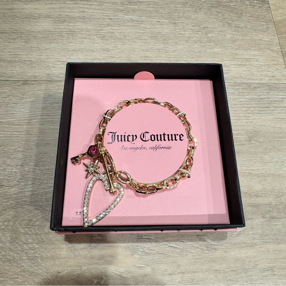 Juicy Couture Gold Heart Charm Bracelet